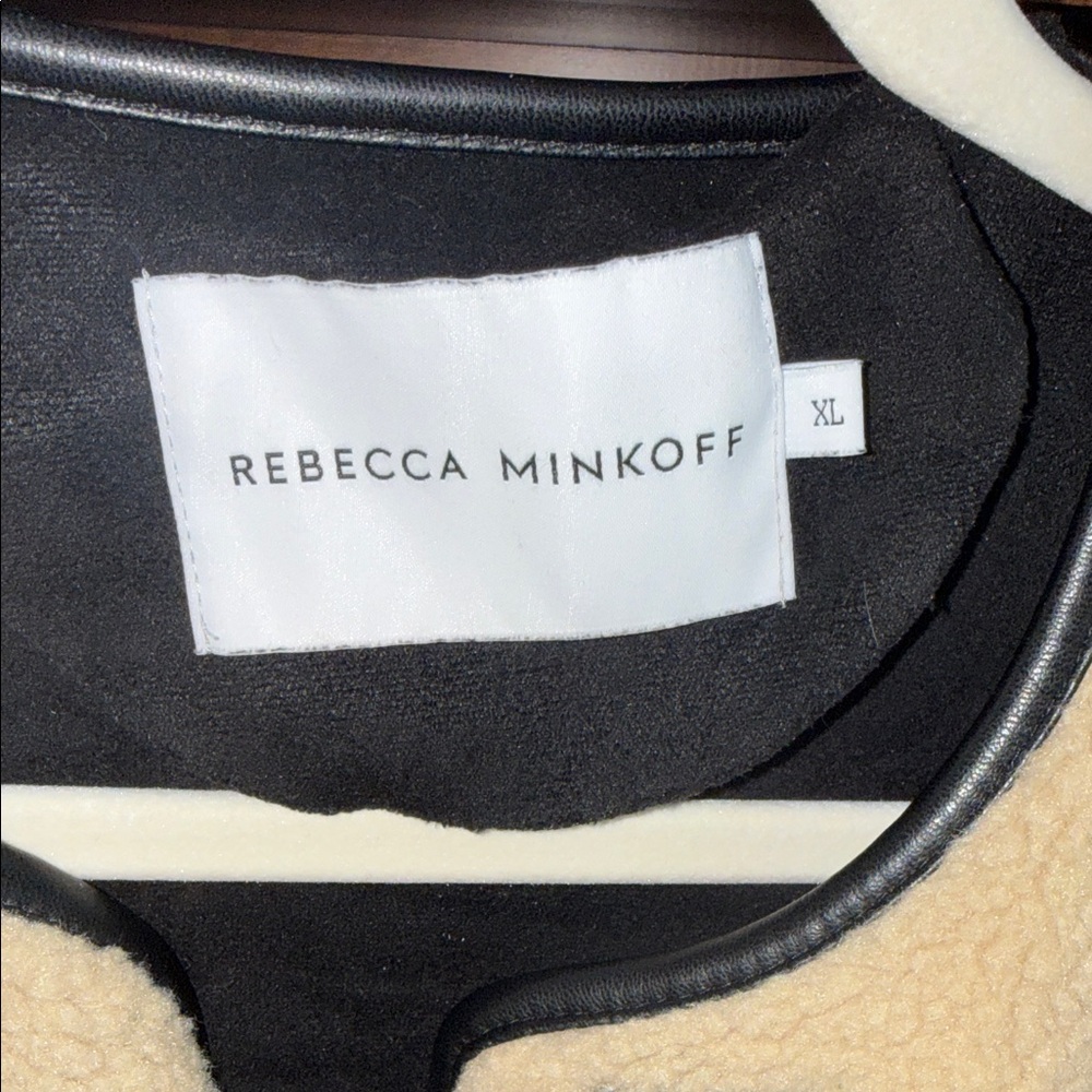 Rebecca Minkoff Tan Faux Shearling Toggle Jacket Oversized Chic Sophisticated XL - Picture 11 of 17